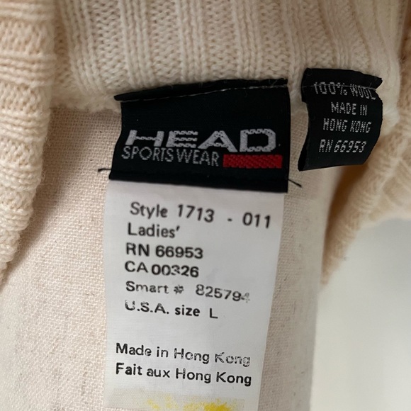 Vintage 80s 90s HEAD Sportswear Ski Sweater Ivory Soft 100% Wool Women's Size M - Picture 6 of 6